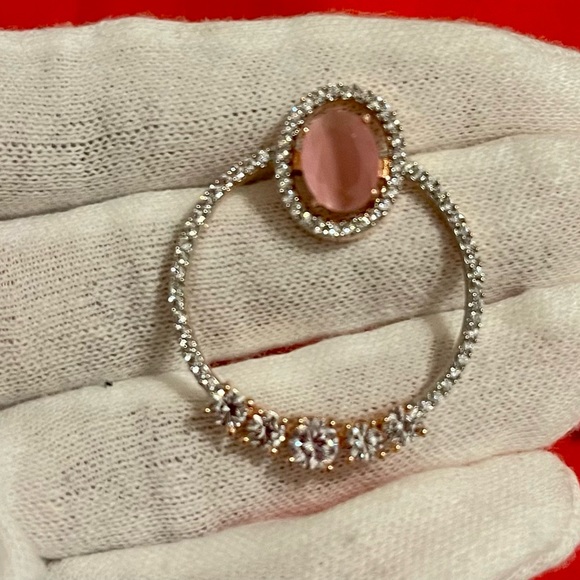 14k Rose Gold Plated American Diamond 3-In-1 Earrings - Picture 4 of 9